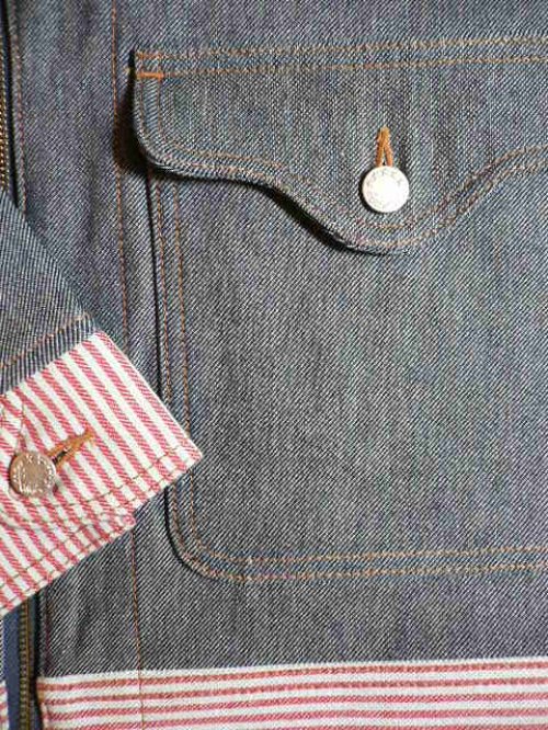 他の写真3: (SALE 35%OFF) SEVENTY FOUR/STRIPED DENIM ZIP UP ENGINNER JKT   INDxRED
