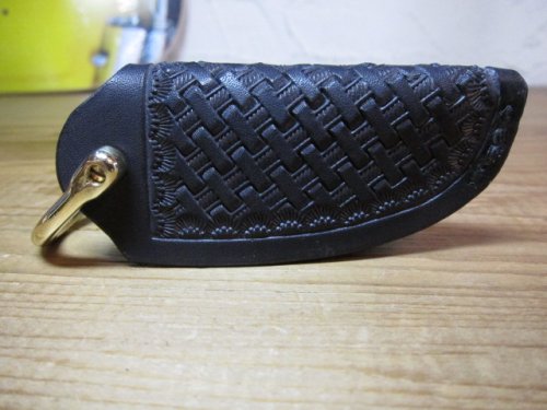 他の写真1: GROK LEATHER/KEY COVER BASKET WEAVE  BLACK