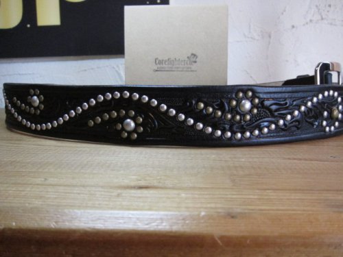 他の写真1: COREFIGHTER/FLOWER CARVING STUD BELT  BLACK