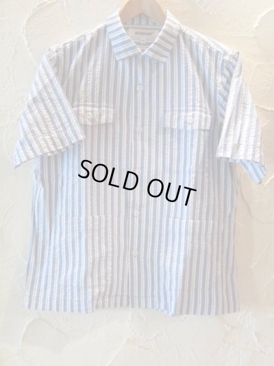 画像1:  INTERFACE/STRIPE BOX OPEN SHIRTS  NAVYxWHITE
