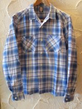 (SALE 40%OFF) BELAFONTE/CHECK OPEN SHIRTS  BLUE