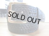 ALFONSO'S/BASKET WEAVE LEATHER BELT  BLACKxGOLD