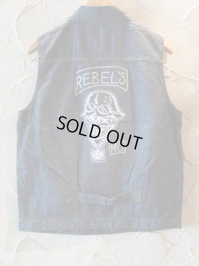 画像1: GANGSTERVILLE(ギャングスタービル)/G.V REBEL'S MC VEST CHAMBRAY  INDIGO