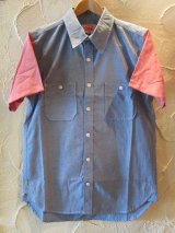 ☆50%OFF☆ ROUND HOUSE/2 TONE DUNGAREE SHIRTS  BLUExRED