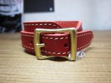 QUITTER/LEATHER WRISTBAND  RED