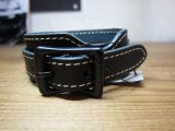 QUITTER/LEATHER WRISTBAND  BLACK