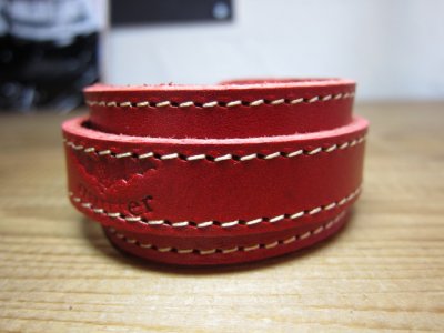 画像2: QUITTER/LEATHER WRISTBAND  RED