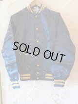 SPORTS MASTER/SATIN BASEBALL JKT  NAVYxYELLOW