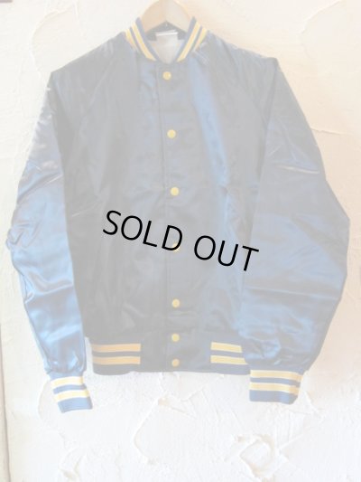 画像1: SPORTS MASTER/SATIN BASEBALL JKT  NAVYxYELLOW