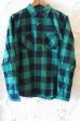 画像1: (再入荷)VINTAGE EL/BLOCK CHECK WORK SHIRTS  GREEN×BLACK (1)