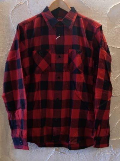 画像1:  (再入荷)VINTAGE EL/BLOCK CHECK WORK SHIRTS  RED×BLACK