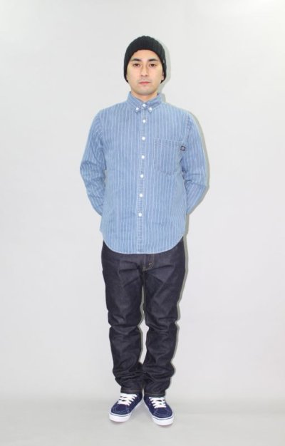 画像1: (SALE 40%OFF) INTERFACE/STRIPE DENIM B.D SH  INDxWHT