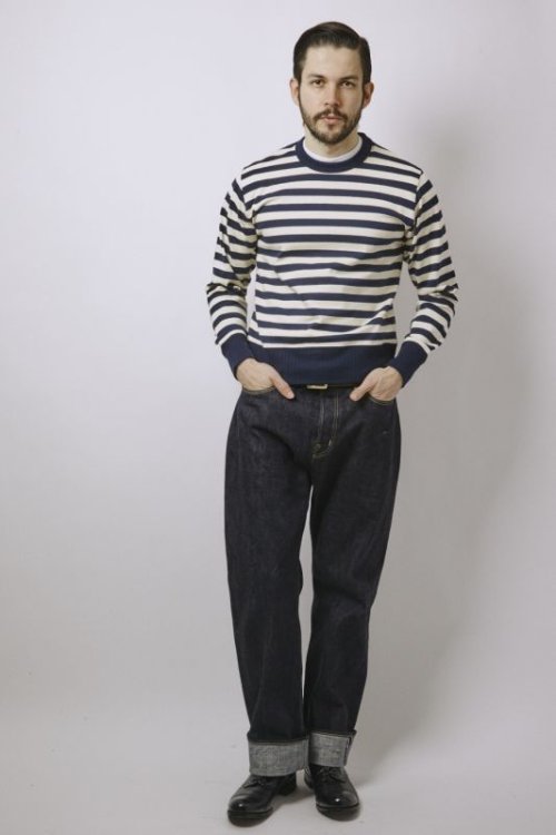 他の写真1: BELAFOTE/RT DROP NEEDLE RIB STRIPE L/S T  NVYxKINARI