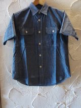 SUGAR CANE/BLUE CHAMBRAY S/S WORK SHIRTS  NAVY