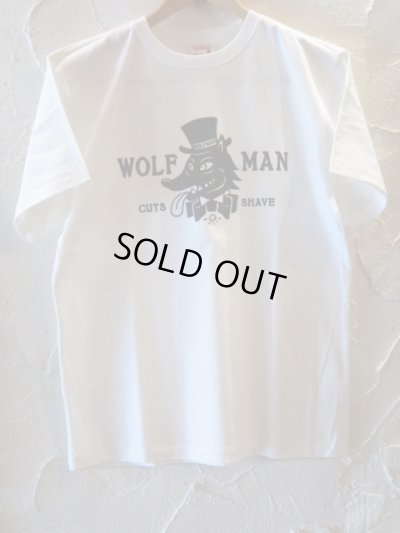 画像1: WOLFMAN BARBER SHOP/LOGO S/S T  WHITExBLACK