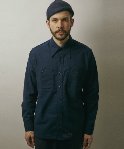 画像1: (SALE 35%OFF) BELAFOTE/RT  TRIPLE STITCH FLANNEL  NAVY