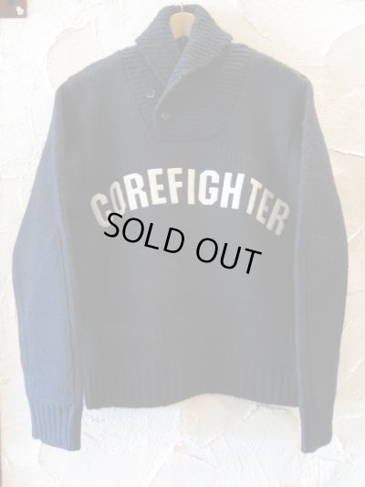 画像1: (DEAD STOCK) COREFIGHTER/SHAWLL COLLAR KNIT  BLACK