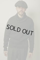 (SALE 30%OFF) BELAFOTE/RT HEAVY WAFFLE SHAWL PULLOVER BLACK