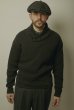 画像1: BELAFOTE/RT HEAVY WAFFLE SHAWL PULLOVER BLACK (1)