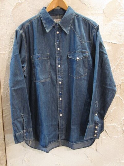 画像1: (SALE 30%OFF) VINTAGE EL/ASYMMENTLY DENIM SHIRTS  BLUE