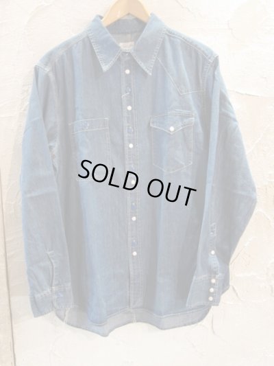 画像1: VINTAGE EL/ASYMMENTLY DENIM SHIRTS  BLUE