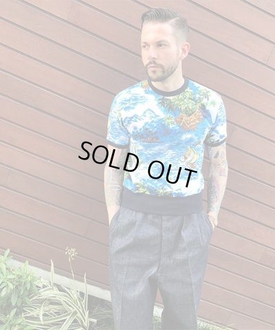 画像1: BELAFOTE/RT HAWAIIAN SWEAT PLAY SHIRT  BLUE