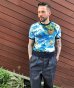 画像1: BELAFOTE/RT HAWAIIAN SWEAT PLAY SHIRT  BLUE (1)