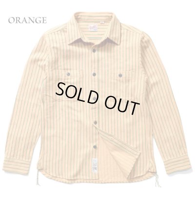 画像1: HOUSTON/STRIPE VIYELLA SHIRT  ORANGE