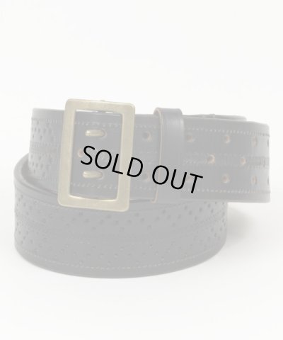 画像1: BELAFOTE/RT PUNCHING LEATHER DOUBLE PRONG BELT  BLACK