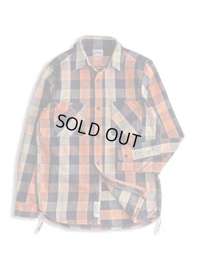 画像1: HOUSTON/BLOCK CHECK VIYELLA SHIRTS  BLACKxORANGE