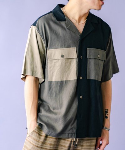 画像1: (再入荷）GYMMASTER/LINENxRAYON  SHIRT  BLACK CRZ