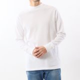 HANES/MOCK NECK L.SLEEVE T  WHITE