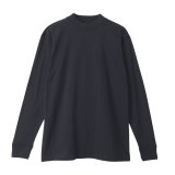 HANES/MOCK NECK L.SLEEVE T  BLACK