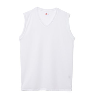 画像1: HANES/V NECK  SLEEVE LESS SHIRTS  WHITE