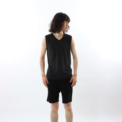 画像2: HANES/V NECK SLEEVE LESS SHIRTS  BLACK