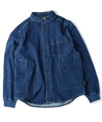 GYMMASTER/STRETCH DENIM SHIRTS JKT  BLUE