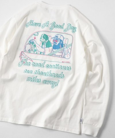 画像1: GYMMASTER/GOOD DAY EMBROIDERY LS T  WHITE