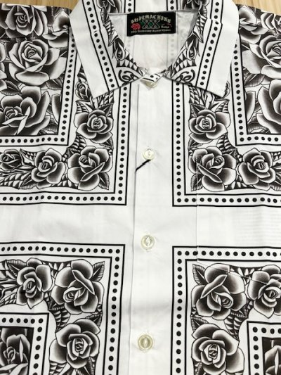 画像3: (DEAD STOCK) SOFTMACHINE/ROSE FILL BANDANA SHIRTS  WHITE