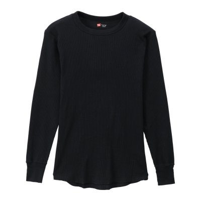 画像1: HANES/CREW NECK L.SLEEVE THERMAL  BLACK