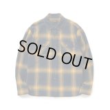 RATS/COTTON LINEN CHECK SHIRT  NAVYxYELLOW
