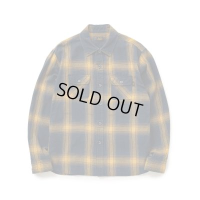 画像1: RATS/COTTON LINEN CHECK SHIRT  NAVYxYELLOW