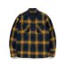 画像1: RATS/COTTON LINEN CHECK SHIRT  NAVYxYELLOW (1)