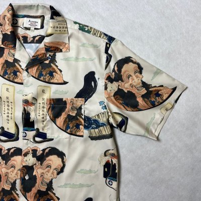 画像4: ALCARZA/x葛飾北斎 OPEN COLLAR SHIRT 妖怪 BEIGE
