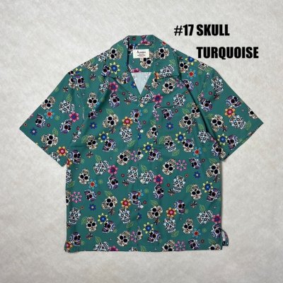 画像1: ALCARZA/OPEN SHIRT SKULL  TURQUISE