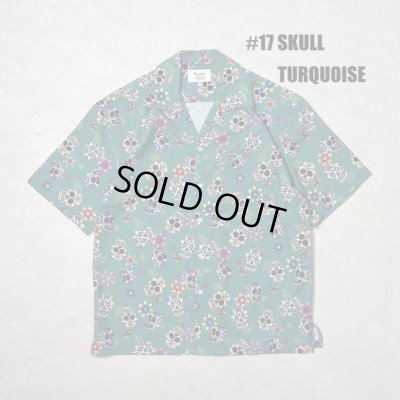 画像1: ALCARZA/OPEN SHIRT SKULL  TURQUISE
