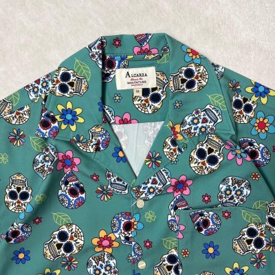 画像3: ALCARZA/OPEN SHIRT SKULL  TURQUISE