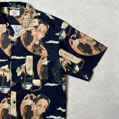 画像3: ALCARZA/x葛飾北斎 OPEN COLLAR SHIRT 妖怪 DARKNAVY