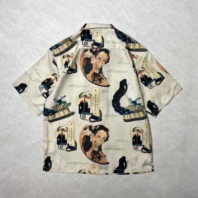 画像2: ALCARZA/x葛飾北斎 OPEN COLLAR SHIRT 妖怪 BEIGE