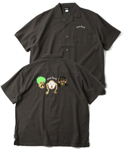 画像1: GYMMASTER/ONE LOVE EMBROIDERY SHIRT  CHARCOAL