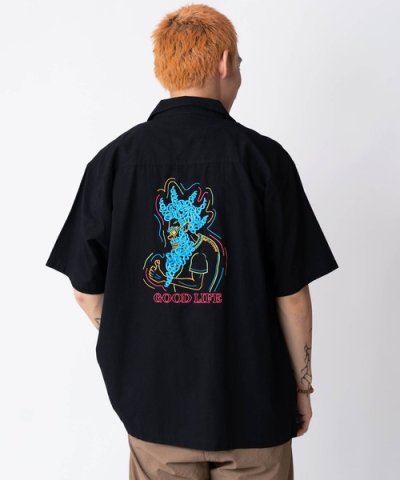 画像2: GYMMASTER/GOOD LIFE EMBROIDERY SHIRT  BLACK